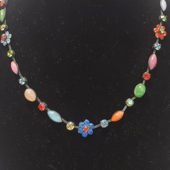 Atlantis Berline Germany Vintage Gemstone Flower Necklace - Picture 6 of 11